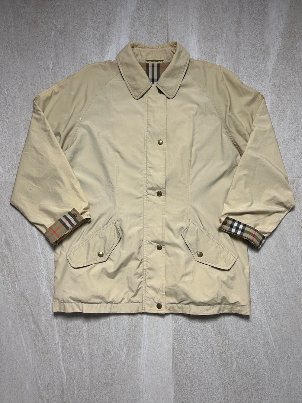 VINTAGE BURBERRY MENS UTILITY FIELD JACKET SZ M NOVA CHECK PLAID USA MADE RARE
